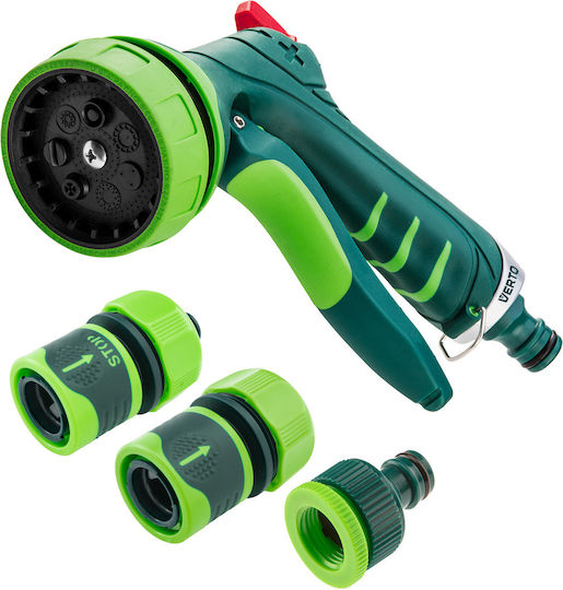 Verto Verto Wasserpistole Set mit Schnellanschlüssen 4 Funktionen 15G713 Einstellbar 7 Optionen 4Stück