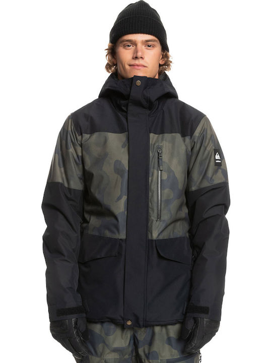 Quiksilver Mission Printed Block EQYTJ03339-KVJ2 Ανδρικό Μπουφάν για Σκι & Snowboard True Black/Fade Out Camo