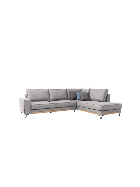 Phoenix Corner Fabric Sofa with Right Corner Light Gray 280x220cm