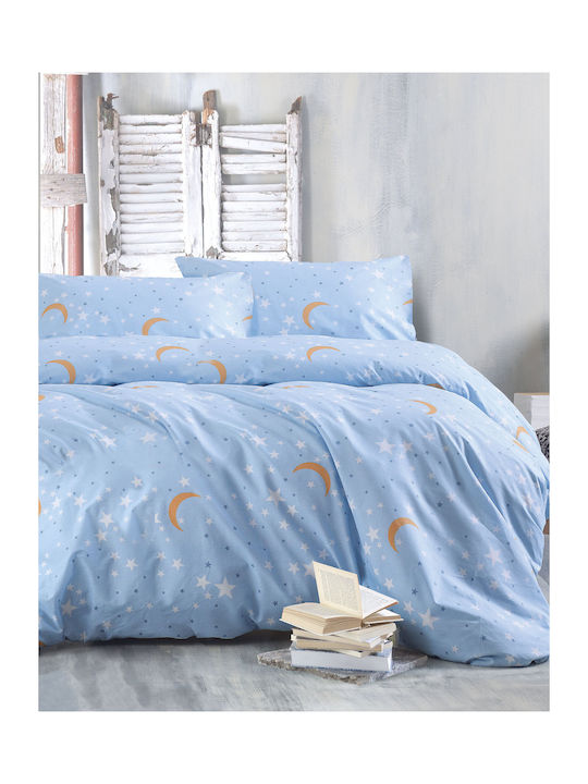 Rythmos Moonlight Set Coverlet Queen Size Cotton Blue 220x240cm 3pcs