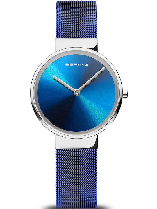 Bering Time Classic Γυναικείο Ρολόι 31mm Μπαταρίας με Μπλε Μεταλλικό Μπρασελέ