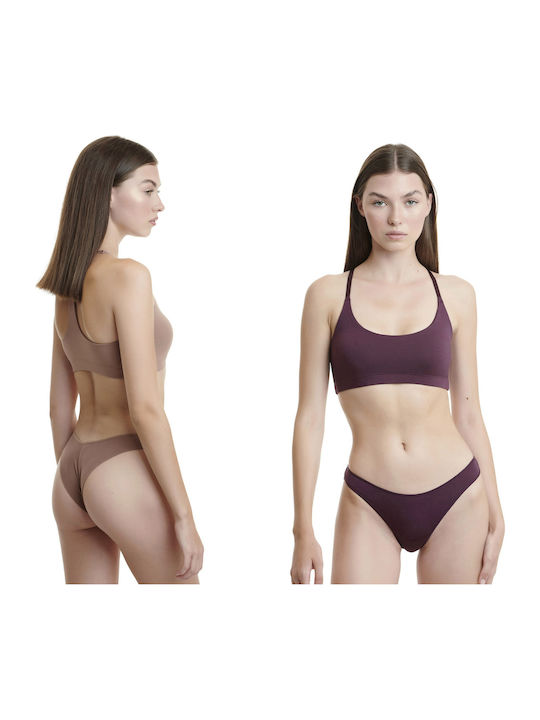 Walk Bamboo Damen Brasilien 2Pack Beige/Purple