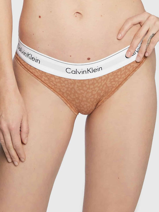 Calvin Klein Βαμβακερό Γυναικείο Slip Καφέ