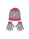 Kids Beanie Set with Gloves Knitted Gray