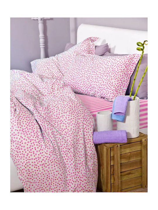 Palamaiki Spot Dot Module Cuvertură Extra-dublu Bumbac Roz 240x250cm 3buc