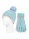 Kids Beanie Set with Gloves Knitted Light Blue