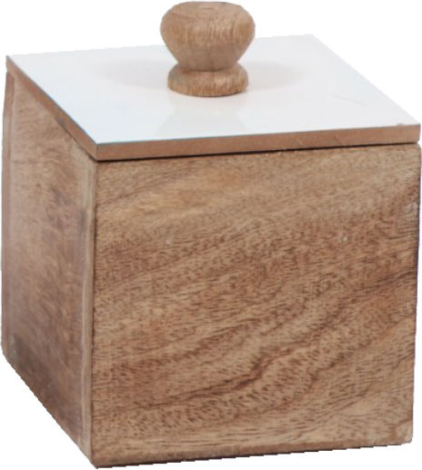 InTheBox Ashanti Set of 2 General Use Jars with Lid Wooden White 15x15x17cm 2 Pieces