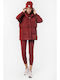 Body Action Women's Short Puffer Jacket for Winter Dark Maroon