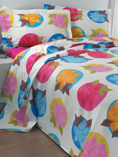 Palamaiki Summer Time Κουβέρτα Βελουτέ Υπέρδιπλη 250x260εκ. Πολύχρωμη