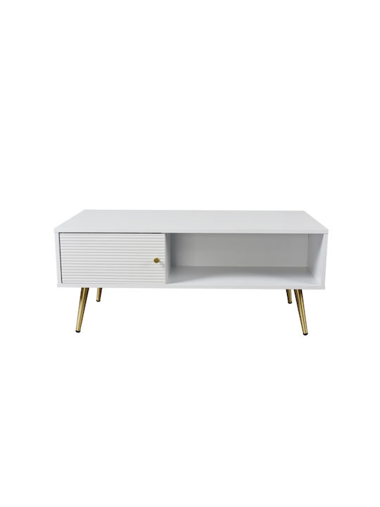Rectangular Wooden Coffee Table Λευκό / Χρυσό L100xW50xH42cm