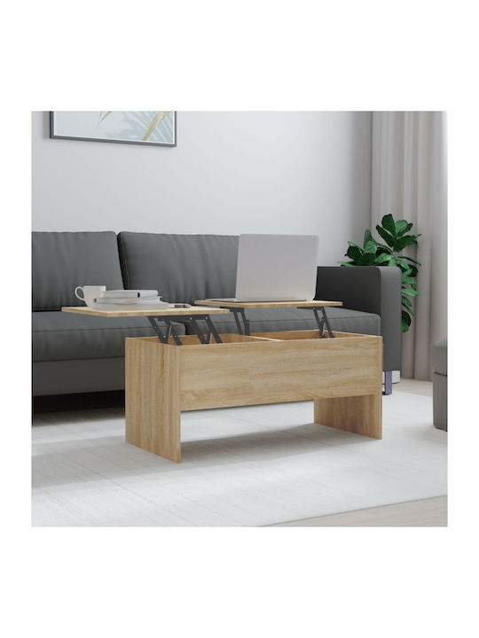 Sonoma Eiche Rechteckiges Zentral Kaffeetisch mit Hebemechanismus M102xBreite50.5xHöhe46.5cm