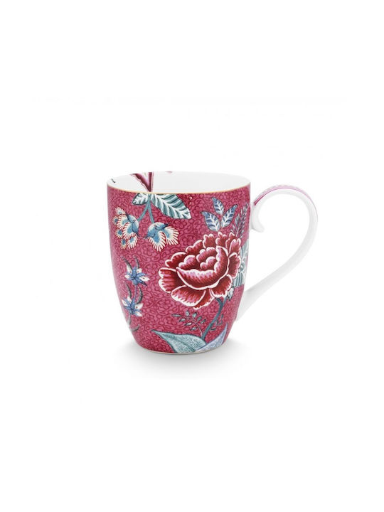 PiP Studio Flower Festival Cană din Porțelan Dark Pink 450ml 1buc