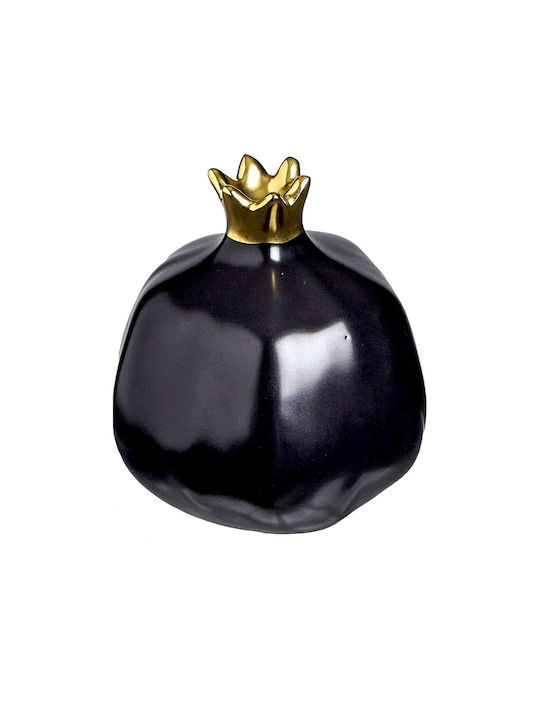 JK Home Decoration Tischplatte Glücksbringer Granatapfel Schwarz Keramik 9x10cm 1Stück