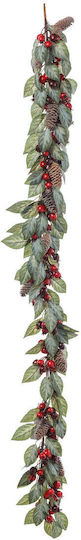JK Home Decoration Weihnachtliche Girlande Plastik Eucalyptus & Berries Bunt 180cm 1Stück