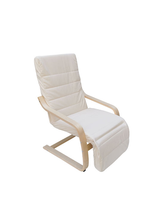 Celosia Armchair with Footstool White 67x63x123cm