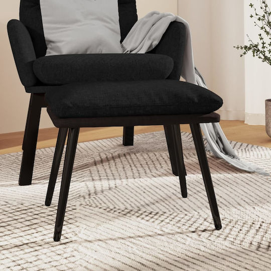 Stool Footstool Upholstered with Fabric Black 45x29.5x39cm