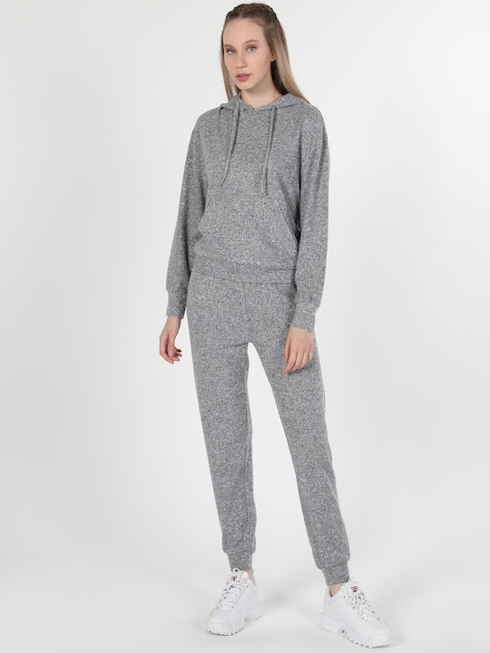 Lang Damen Sweatshirt Kapuzen Gray