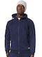 Body Action Men's Sweatshirt Jacket with Hood and Pockets Navy Blue