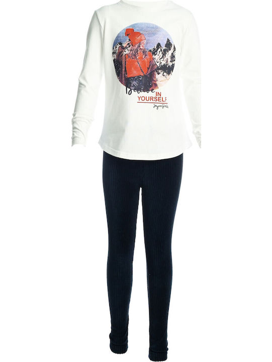 Joyce Kinder-Set mit Leggings Winter 2Stück Weiß