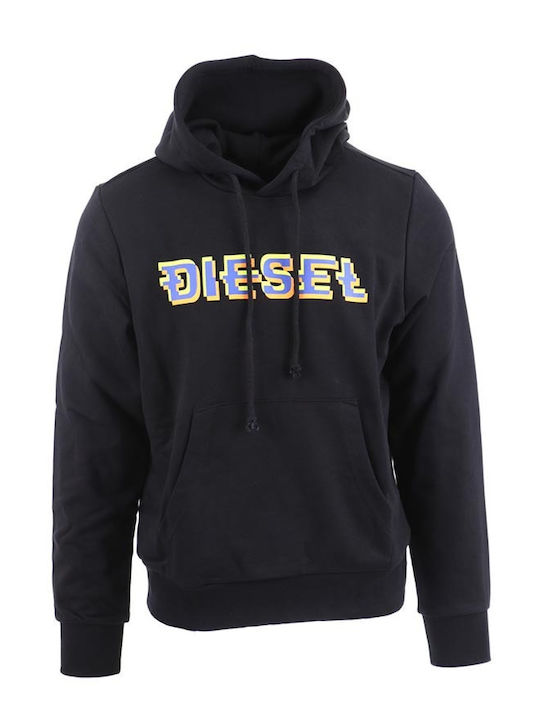 Diesel S-Ginn Φούτερ με Κουκούλα Μαύρο