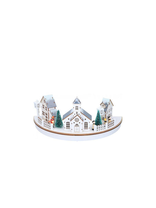 Christmas Illuminated Decorative Wooden Village 40x20x18.5cm.