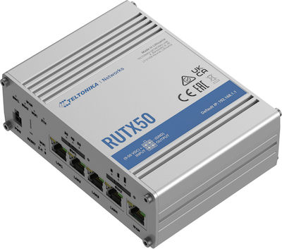 Teltonika RUTX50 Drahtlos 5G Wi‑Fi 5 mit 4 Anschlüssen Gigabit Ethernet