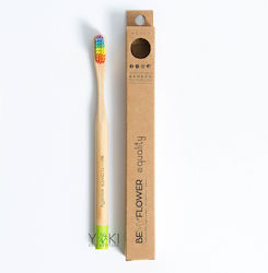 BeMyFlower Periuță de dinți Bambus Soft Beige / Rainbow