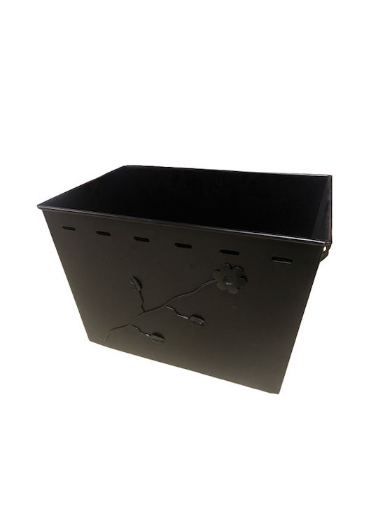 Ξ-6 Metallic Box Wood Storage 39x37x58cm Black