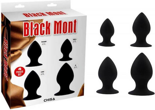 Chisa Novelties Black Mont Stuffer Set Πρωκτικές Σφήνες Σετ Μαύρες 4τμχ