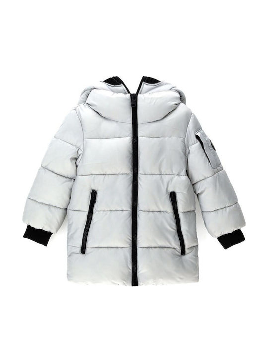 DCA2526B Kids Quilted Short Coat with Hood Grey