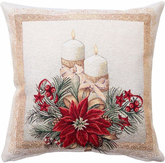 Dimeco Christmas Decorative Square Pillowcase Beige 45x45cm
