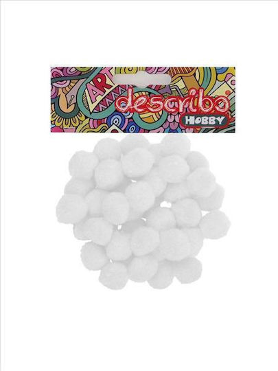 Describo Pom Pom Handwerk Weiß mit Durchmesser 25mm Set 50Stück