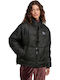 Kurz Damen Puffer Jacke für Winter Schwarz
