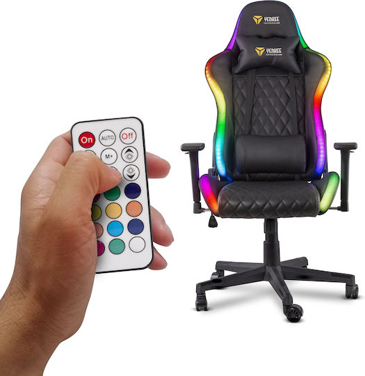 Yenkee YGC 300RGB Καρέκλα Gaming Δερματίνης με Ρυθμιζόμενα Μπράτσα και RGB Φωτισμό Μαύρη