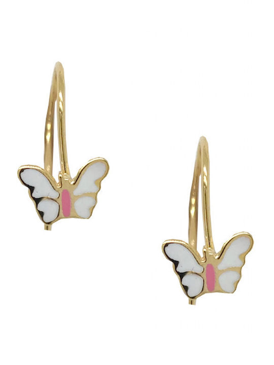 Mertzios.gr Kids Earrings Pendants Butterflies from Gold 14K