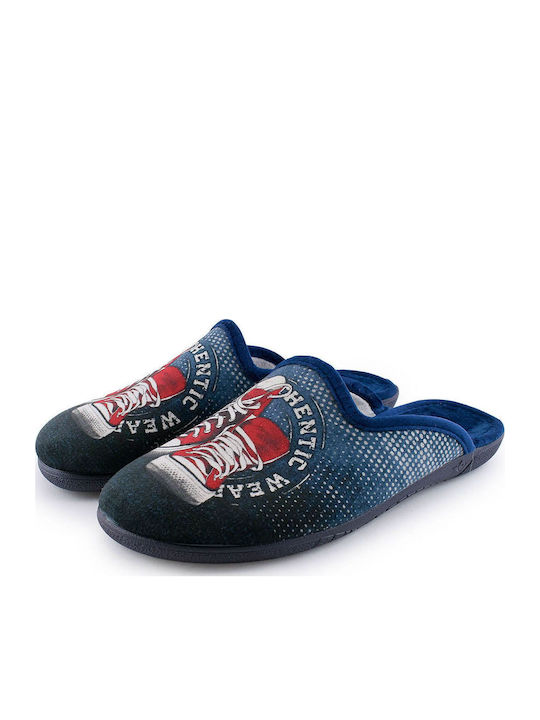 Men's Printed Slippers Blue