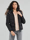 Superdry Women's Short Puffer Jacket for Winter with Hood Black