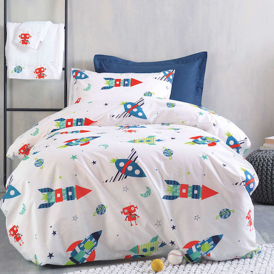 Rythmos Seturi de cearșafuri Single Potrivit Bumbac Astronio Alb 105x205cm 3buc