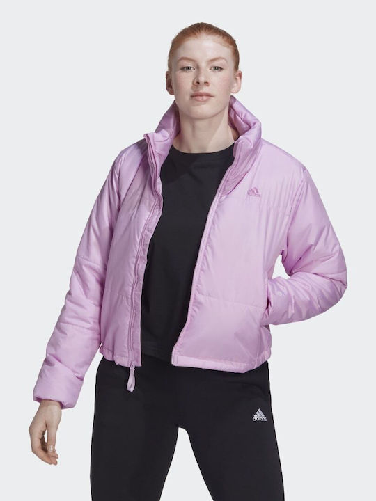 Adidas BSC Insulated Κοντό Γυναικείο Puffer Μπουφάν για Χειμώνα Λιλά