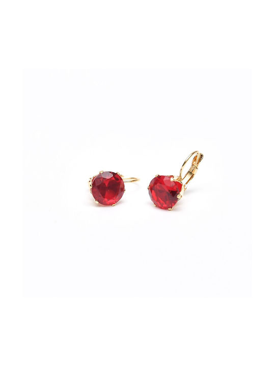 Steel hook earrings with solitaire 10mm red gold ''Kallistis'' -