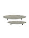 Marhome Set dekorative Platten Oval Metallisch Silber 2Stück