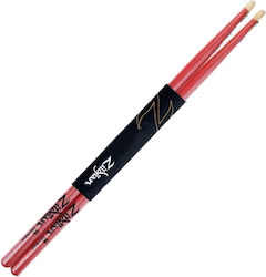 Zildjian Hickory Drumsticks Drums Signature 5A with Tip Shape Oval in Pink Color