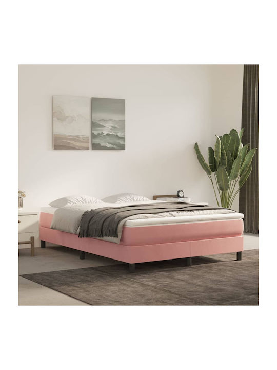 Saltea Dublă Tapitată cu Material Roz pentru Saltea 140x190cm