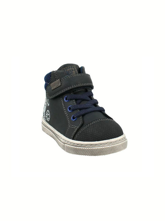 IQ Shoes Arno Παιδικά Μποτάκια με Σκρατς & Κορδόνια Navy Μπλε