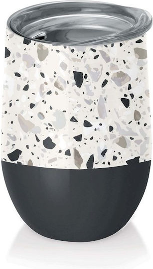 Chic Mic Bioloco Glass Thermos Stainless Steel 420ml Office Terrazzo with Mouthpiece