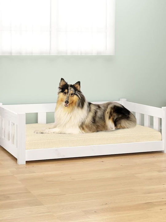 vidaXL Καναπές Κρεβάτι Σκύλου Μασίφ σε Λευκό χρώμα 95.5x65.5cm