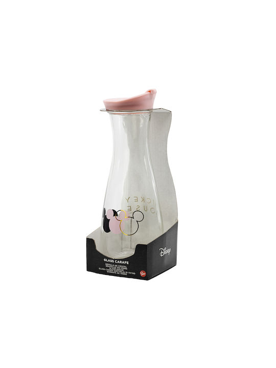 Stor Mickey Minnie Mouse Flasche Wasser Glas mit Schraubverschluss Transparent 900ml