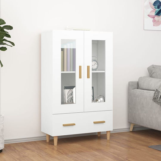 Wall Living Room Display Cabinet made of Particleboard with Glass White 70x31x115cm