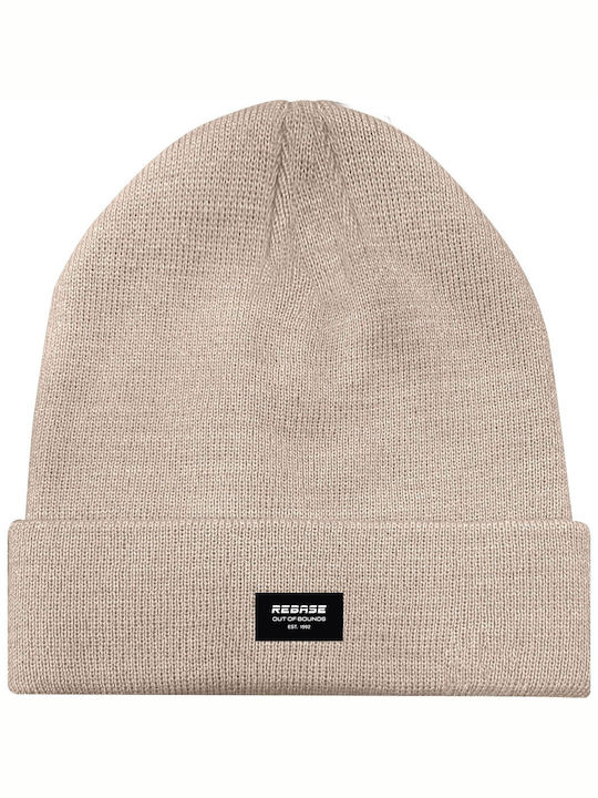 Rebase Beanie Ανδρικός Σκούφος Πλεκτός σε Μπεζ χρώμα