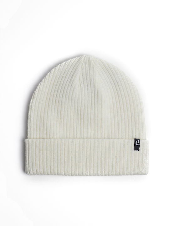 Emerson Beanie Unisex Beanie with Rib Knit in White color